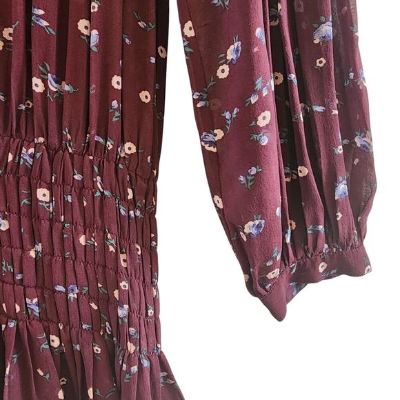Ulla Johnson Gita Mini Dress Boho Silk Floral Embroidered Tassel Burgundy Size 4 - Picture 8 of 11